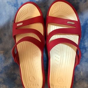 Bright Pink Crocs Sandals Size 11